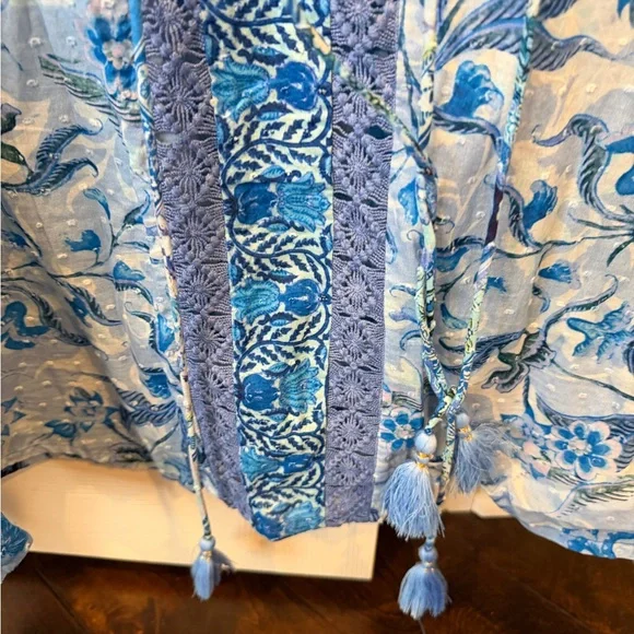 Hale Bob Women's Blue and White Patterned Blouse - Picture 2 of 5